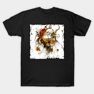 Vintage Botanical Illustration Girl Skeleton T-Shirt